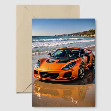 Lotus Elise Orange Sports Car Beach Setting