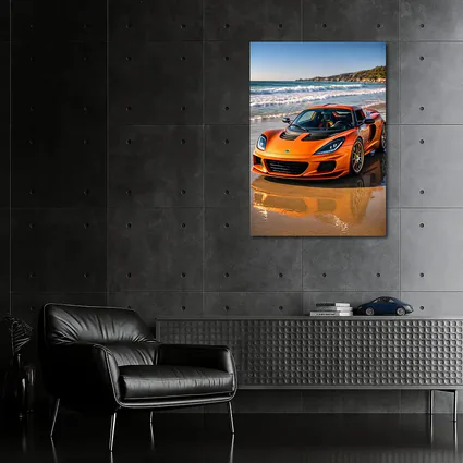 Lotus Elise Orange Sports Car Beach Setting