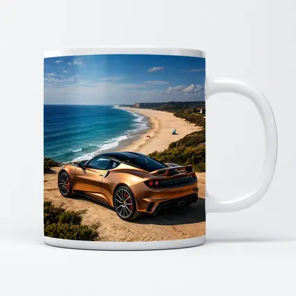 Lotus Emira Bronze Coupe Coastal Beach View