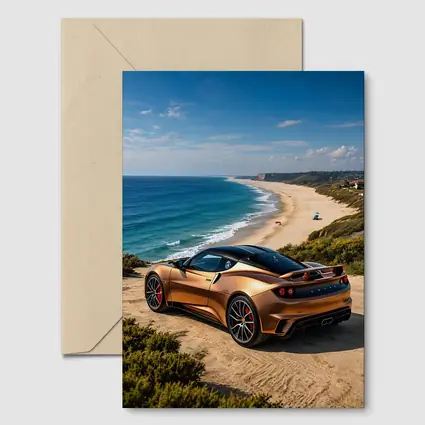 Lotus Emira Bronze Coupe Coastal Beach View
