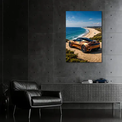 Lotus Emira Bronze Coupe Coastal Beach View