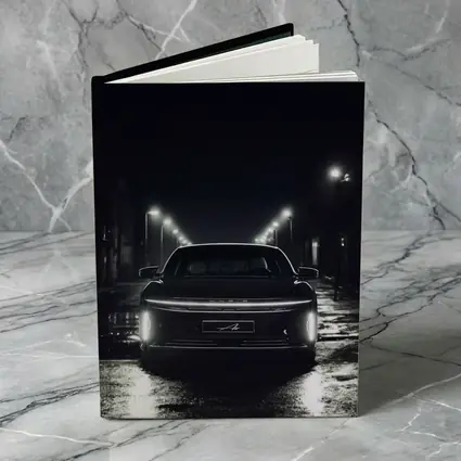 Lucid Air Rear View Dark Rainy Street
