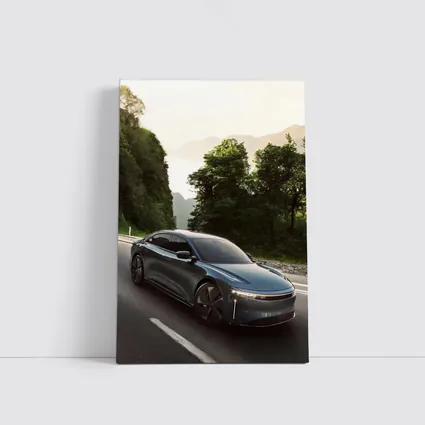 Lucid Air Sedan on Mountain Road Drive