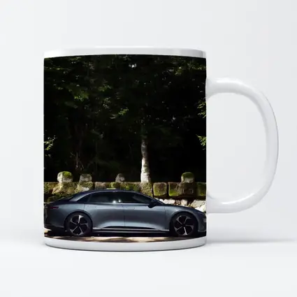 Lucid Air Pure Side Profile Forest Setting