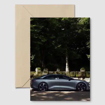 Lucid Air Pure Side Profile Forest Setting