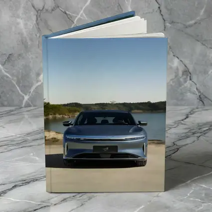 Lucid Air Pure Parked Near Calm Lake