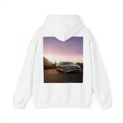 Lucid Air Parked Before Mountain Sunset