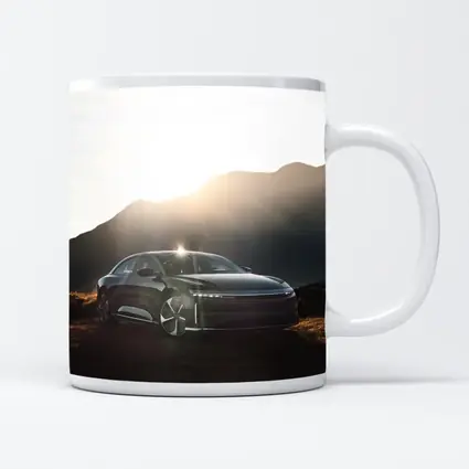 Lucid Air Sedan Sun Flare Mountain Backdrop