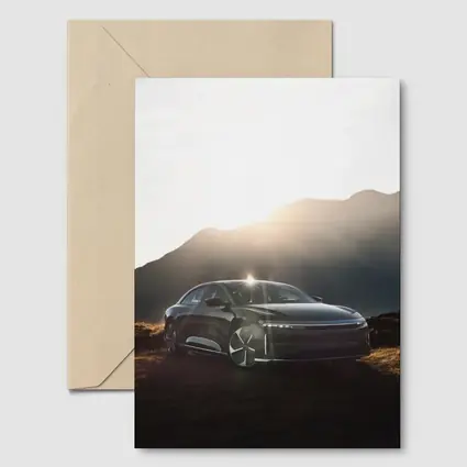 Lucid Air Sedan Sun Flare Mountain Backdrop