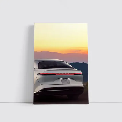 Lucid Air Rear View Sunset Mountains