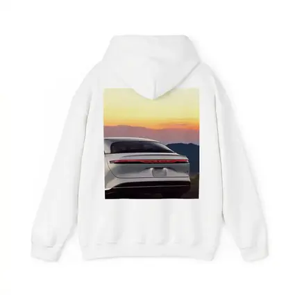 Lucid Air Rear View Sunset Mountains