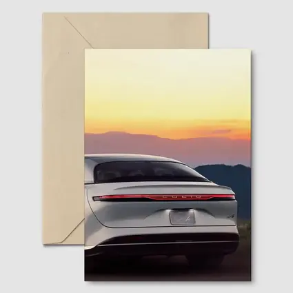 Lucid Air Rear View Sunset Mountains