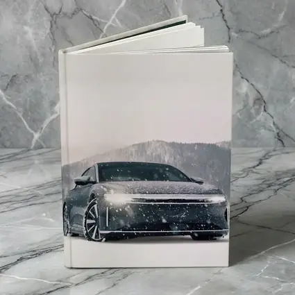 Lucid Air Electric Sedan In Snowy Landscape