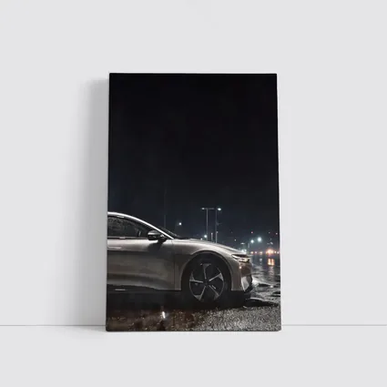 Lucid Air Sedan Rainy Night City Street