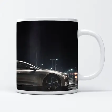 Lucid Air Sedan Rainy Night City Street