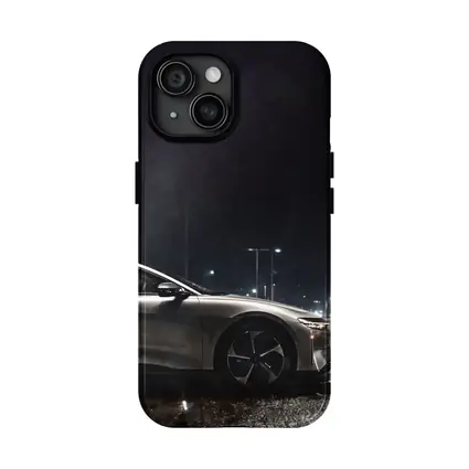 Lucid Air Sedan Rainy Night City Street