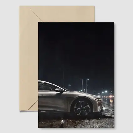 Lucid Air Sedan Rainy Night City Street