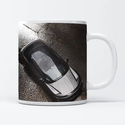 Lucid Air Wet Rainy Street Top View