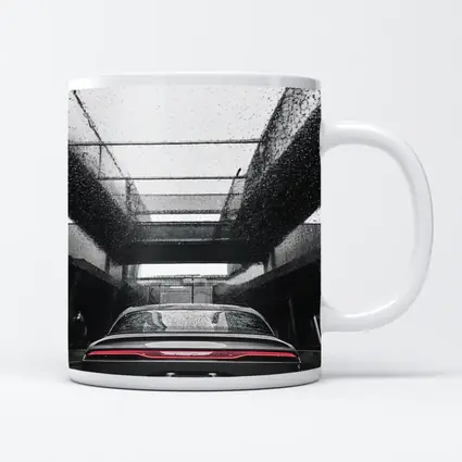 Lucid Air Sedan Rainy Urban Parking Structure