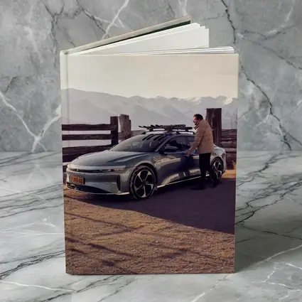 Lucid Air Car Snow Capped Mountain Winter