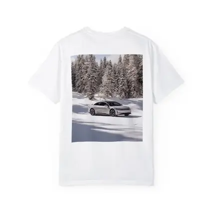 Lucid Air Sedan Snowy Winter Forest