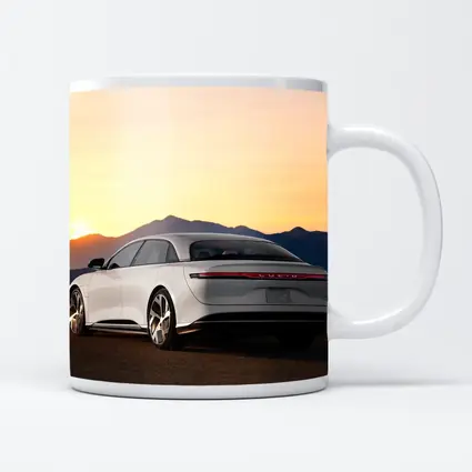 Lucid Air Electric Sedan Sunset Mountains