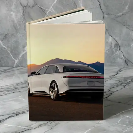 Lucid Air Electric Sedan Sunset Mountains