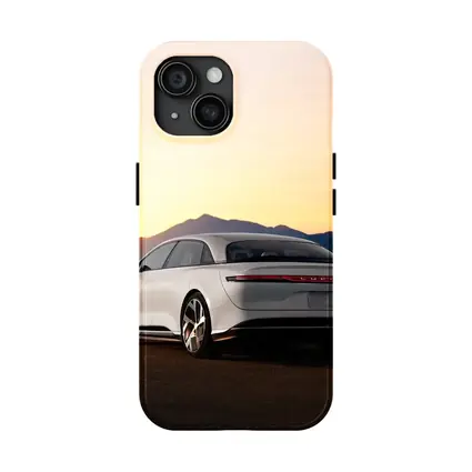 Lucid Air Electric Sedan Sunset Mountains