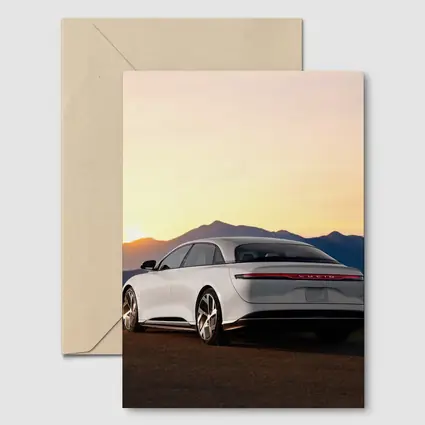Lucid Air Electric Sedan Sunset Mountains