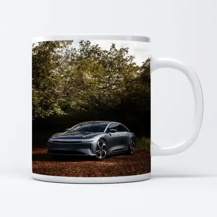 Lucid Air Electric Sedan Autumn Forest Setting