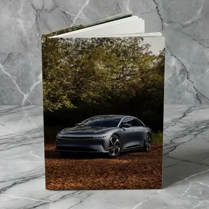Lucid Air Electric Sedan Autumn Forest Setting