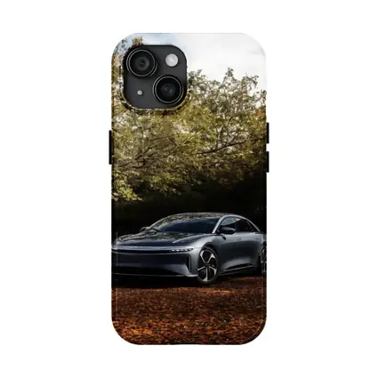Lucid Air Electric Sedan Autumn Forest Setting