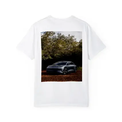 Lucid Air Electric Sedan Autumn Forest Setting