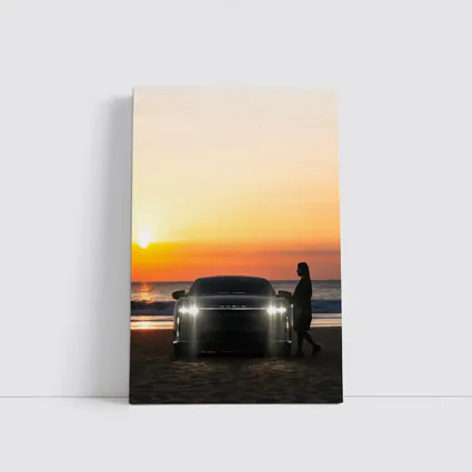 Lucid Air Woman Silhouette Beach Sunset