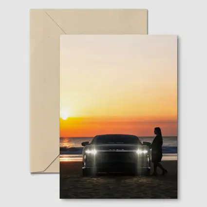 Lucid Air Woman Silhouette Beach Sunset