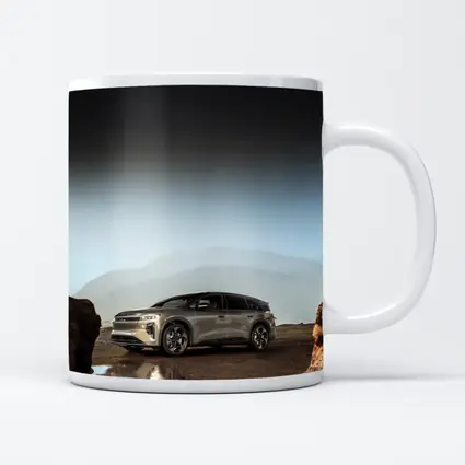 Lucid Gravity SUV Parked Rocky Mountain Landscape