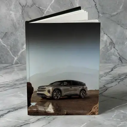 Lucid Gravity SUV Parked Rocky Mountain Landscape