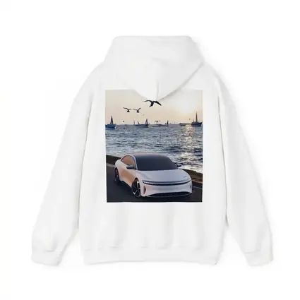 Lucid Air Grand Touring White Coastal Sunset