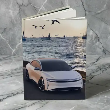 Lucid Air Grand Touring White Coastal Sunset