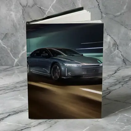 Lucid Air Speeding Through Neon Tunnel Night