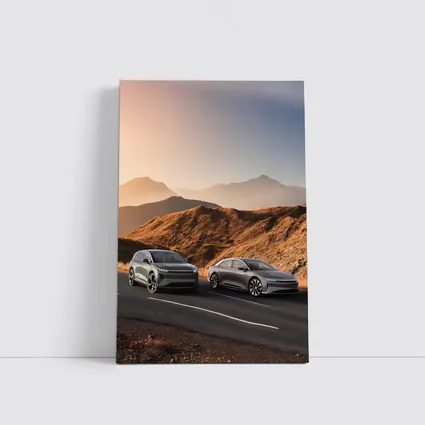 Lucid Air Gravity Duo Mountain Road Sunset