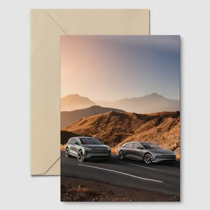 Lucid Air Gravity Duo Mountain Road Sunset