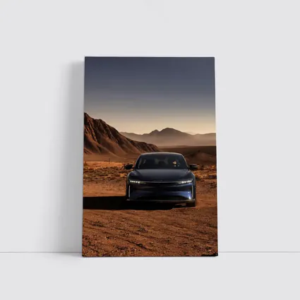 Lucid Air Blue Desert Mountains Background