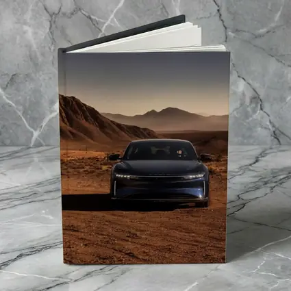 Lucid Air Blue Desert Mountains Background