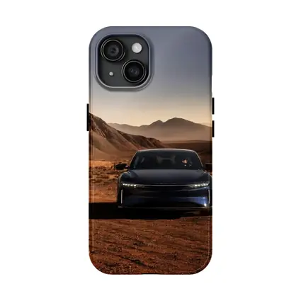 Lucid Air Blue Desert Mountains Background