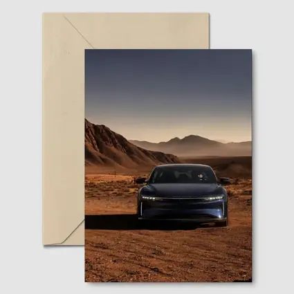Lucid Air Blue Desert Mountains Background