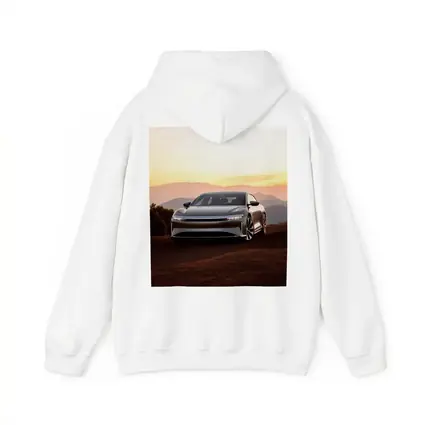 Lucid Air Sedan Mountain Sunset Background
