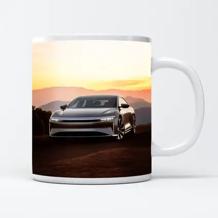 Lucid Air Sedan Mountain Sunset Background
