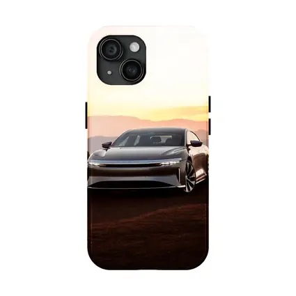 Lucid Air Sedan Mountain Sunset Background