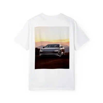 Lucid Air Sedan Mountain Sunset Background